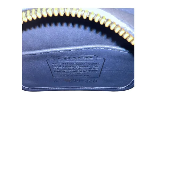 COACH VINTAGE KIMBALL “Taco/Half Moon Bag”Navy Blue LEATHER Dome USA - Picture 5 of 8